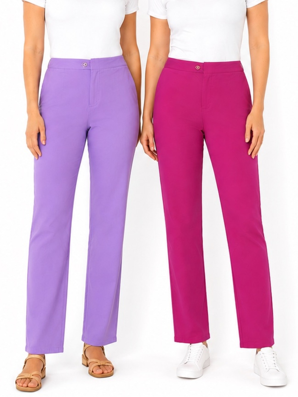 High Sierra Woman 1X Pull-On Straight Leg Pants Lot Pink Purple Cotton Stretch